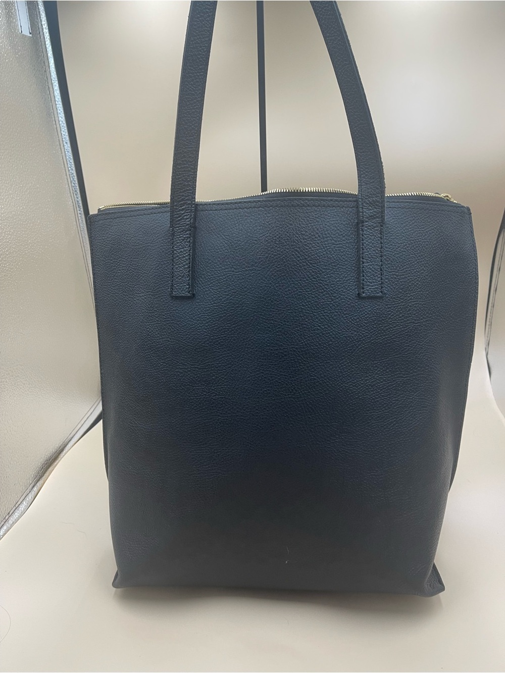 Mark and Graham Classic Black Leather Tote Bag Minimalist Everyday Carry